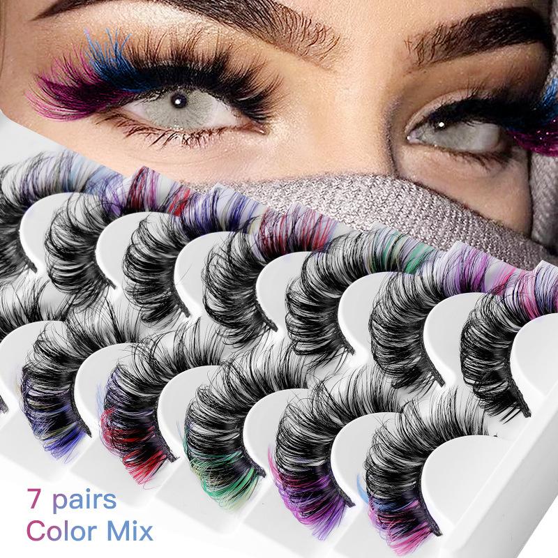 Eyelash Extension Volume Lashes - 7 Paia di Ciglia Finte Colorate
