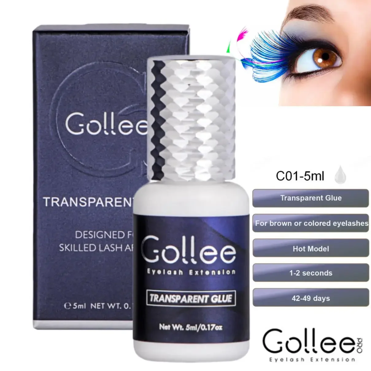 Eyelash Extension Gel Remover - Colla Trasparente per Extension Ciglia Gollee,